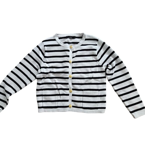 Lillusory Striped Black and White Cardigan - Picture 1 of 4